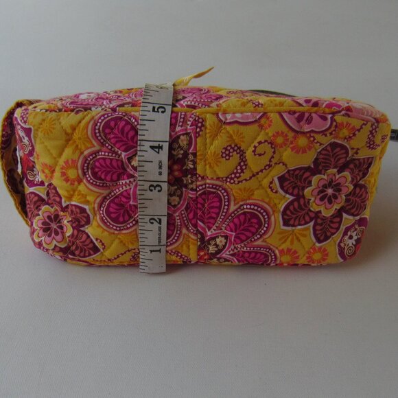 Vera Bradley Women's Bali Gold Yellow Patterned Makeup Toiletry Cosmetic Bag - Picture 10 of 12